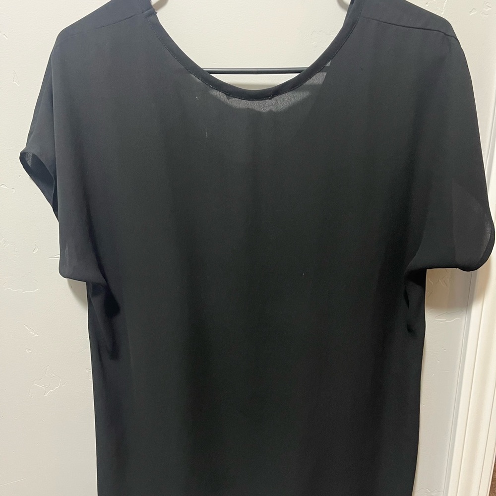 Lush Elegant Mesh Black Women's Top Made in USA - Picture 2 of 6